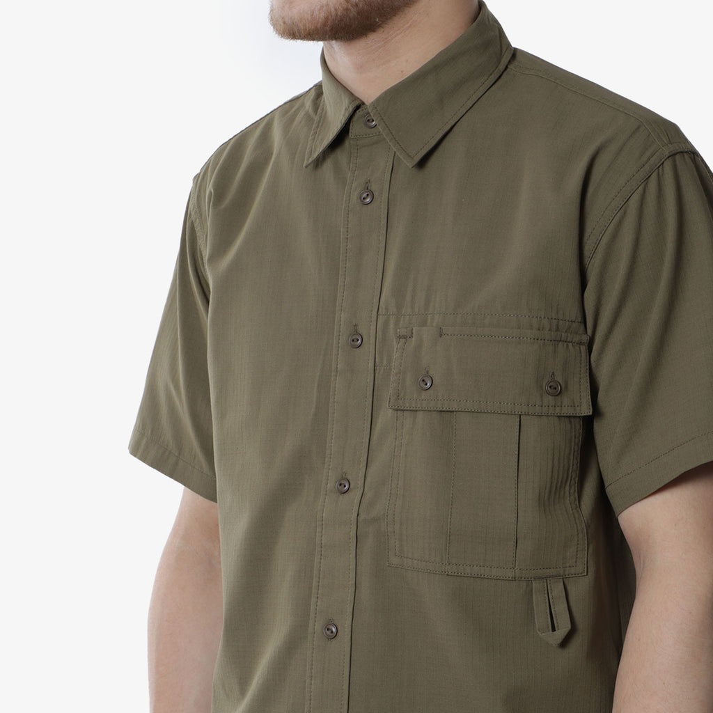 Snow Peak Takibi Light Ripstop Short Sleeve Shirt, Khaki, Detail Shot 3