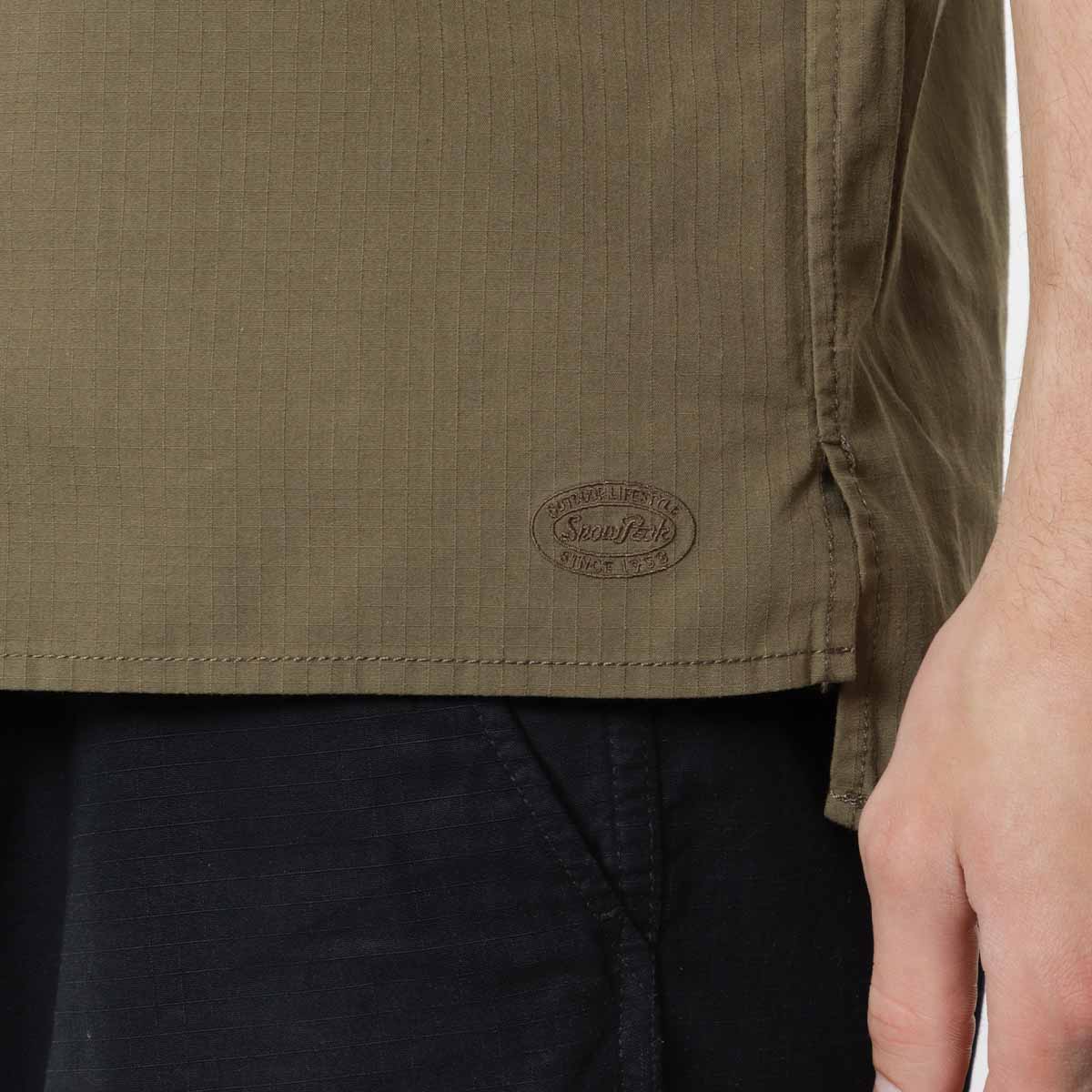 Snow Peak Takibi Light Ripstop Short Sleeve Shirt, Khaki, Detail Shot 4