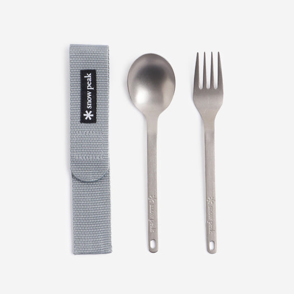 Snow Peak Titanium Fork & Spoon Set, Titanium, Detail Shot 3