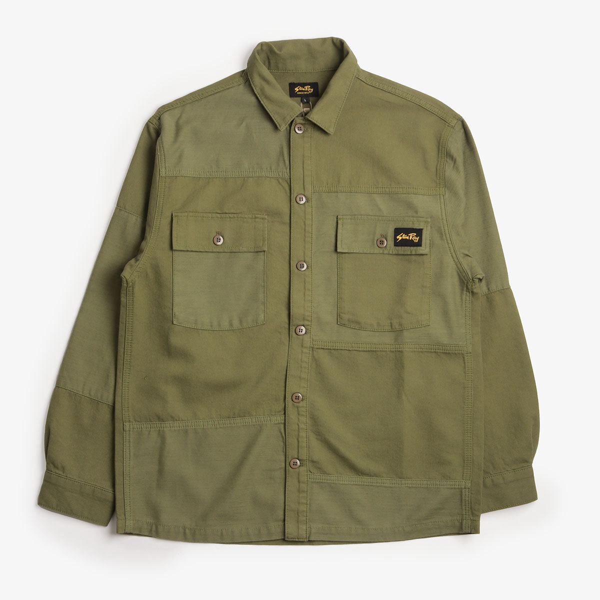Stan Ray CPO Shirt, Olive Poplin Sateen, Detail Shot 1