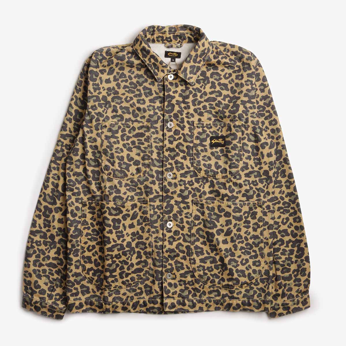 main Stan Ray Coverall Jacket, Washed Leopard Camo Duck, Detail Shot 1