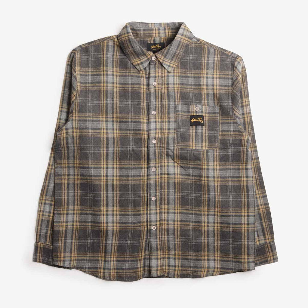 Stan Ray Flannel Shirt, Charcoal Plaid, Detail Shot 1