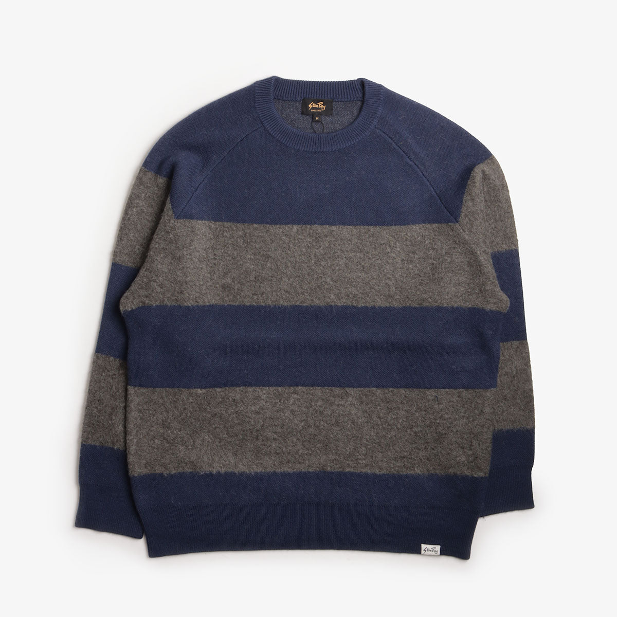 Stan Ray Knitted Sweater, Navy Charcoal Border Stripe, Detail Shot 1