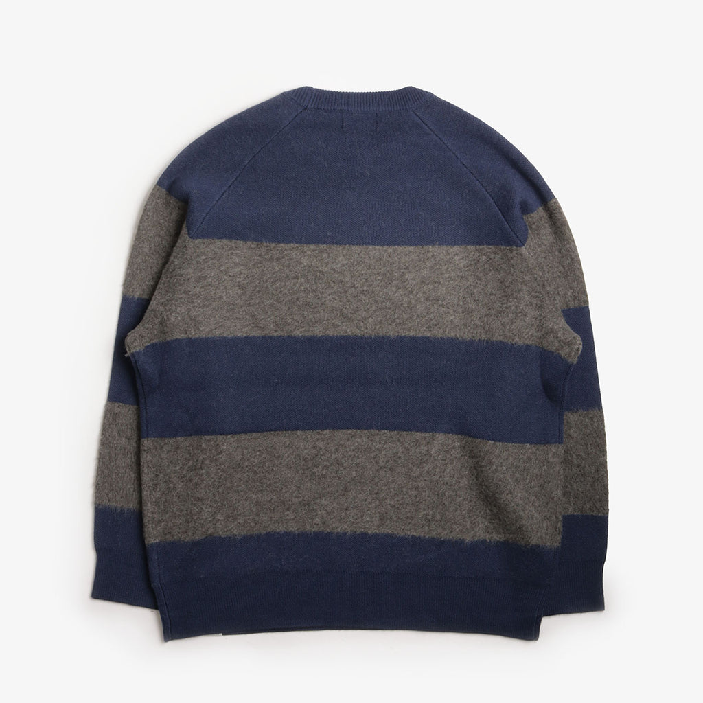 Stan Ray Knitted Sweater, Navy Charcoal Border Stripe, Detail Shot 2