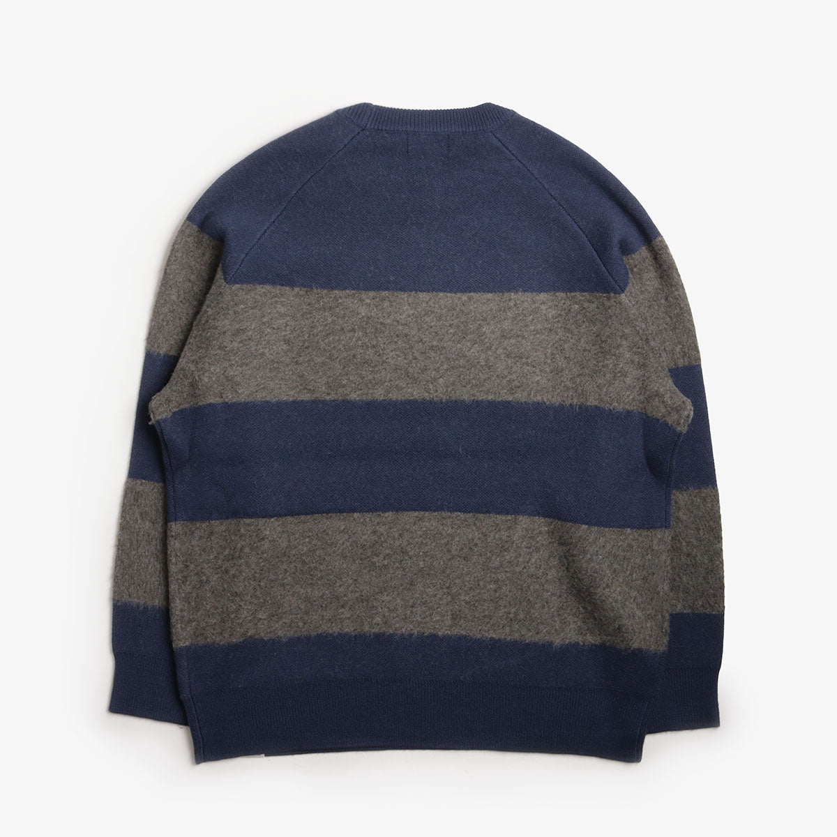 main Stan Ray Knitted Sweater, Navy Charcoal Border Stripe, Detail Shot 2