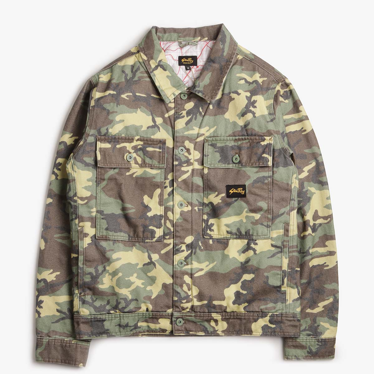 main Stan Ray Lined Trucker Jacket, Woodland DPM Duck, Detail Shot 1