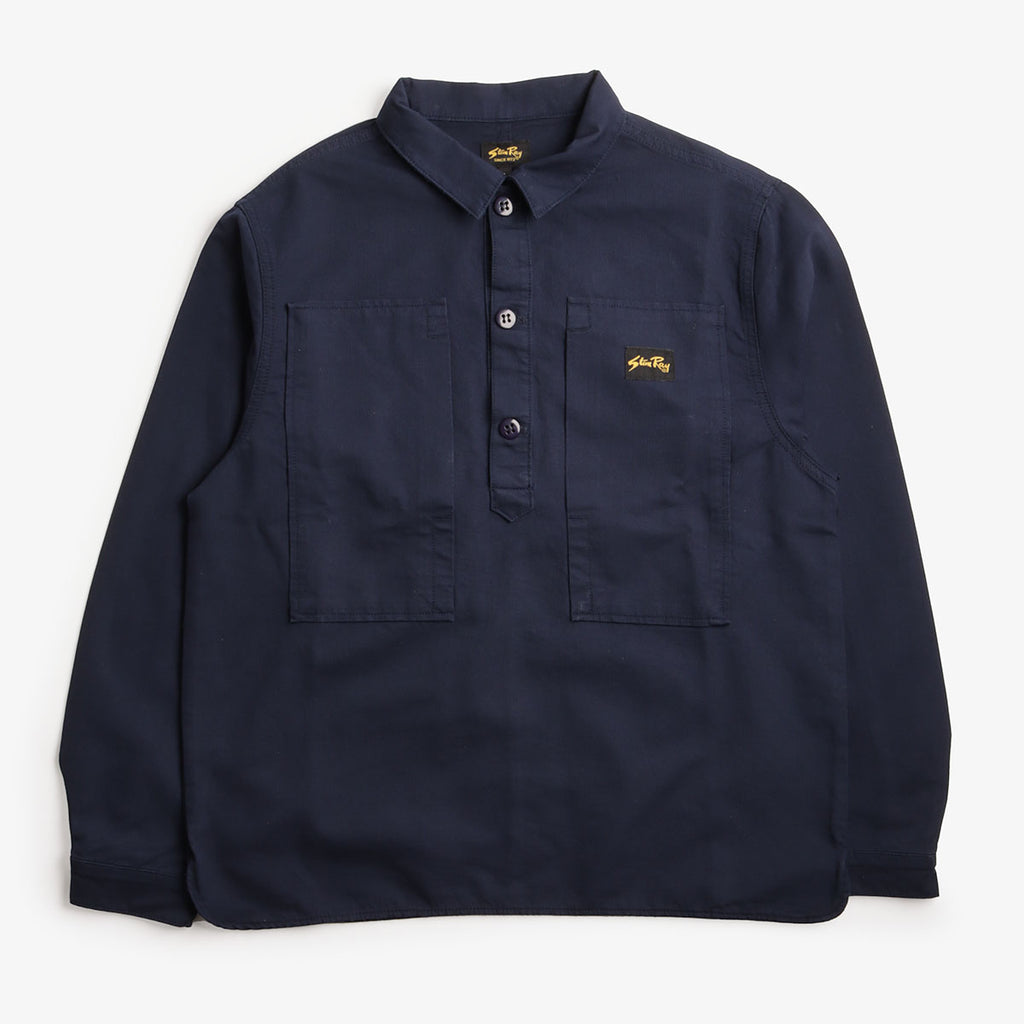 Stan Ray Painters Pop Over Shirt, Navy Bedford, Detail Shot 1