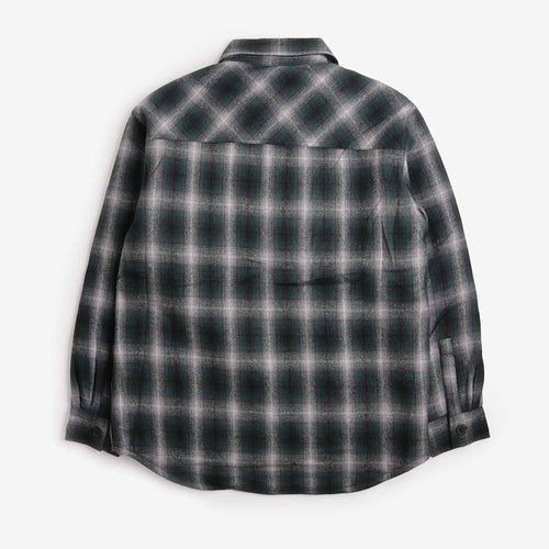 Stan Ray Quilted Plaid Overshirt in Green, back view