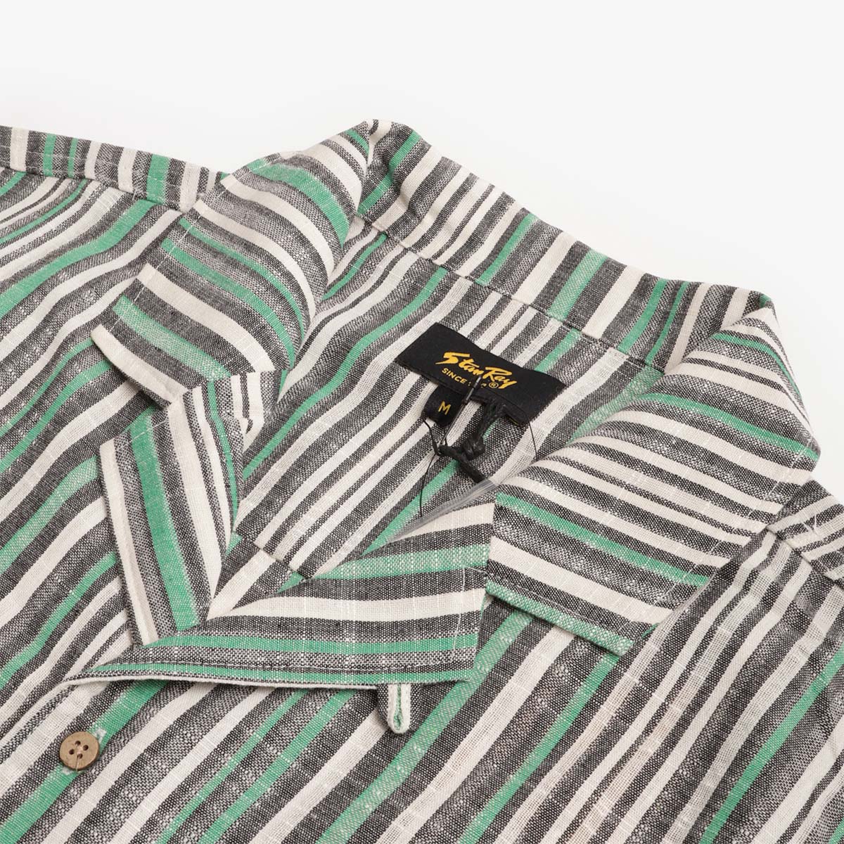 Stan Ray Tour Shirt, Black Green Stripe, Detail Shot 2