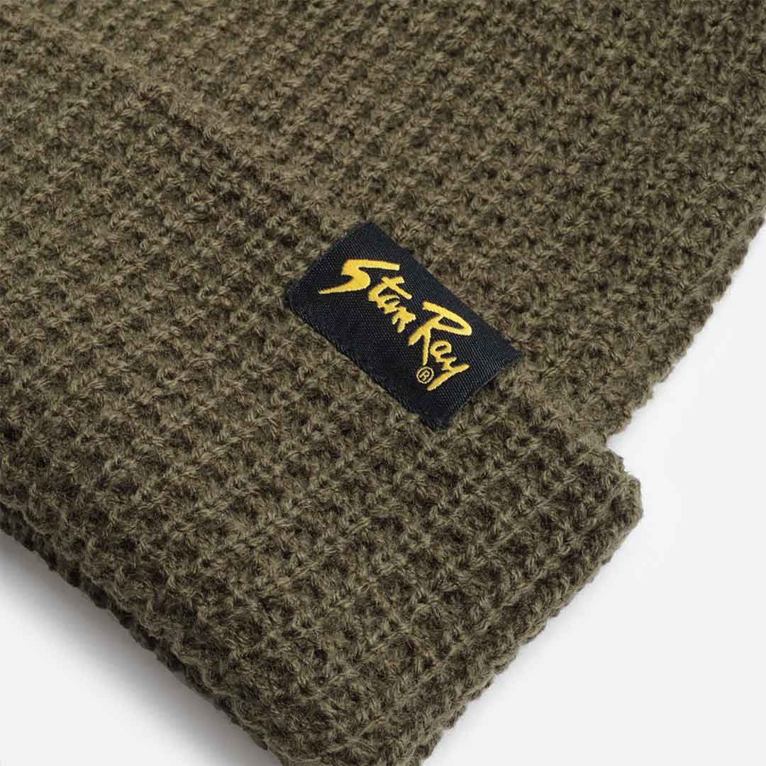 main Stan Ray Waffle Beanie, Olive, Detail Shot 2