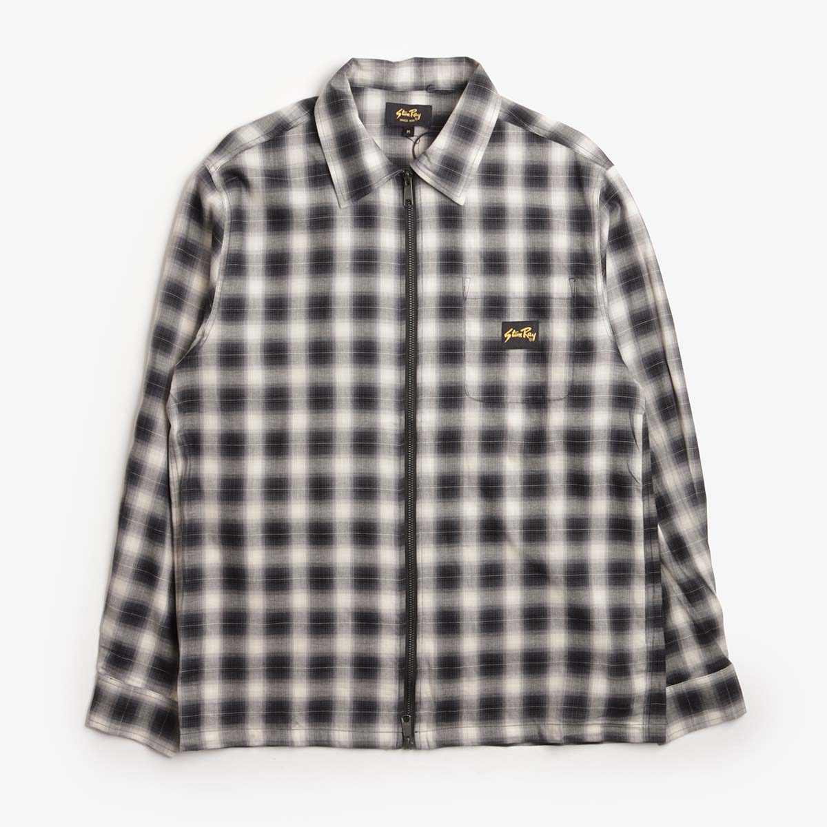 main Stan Ray Zip Shirt, Black Check, Detail Shot 1