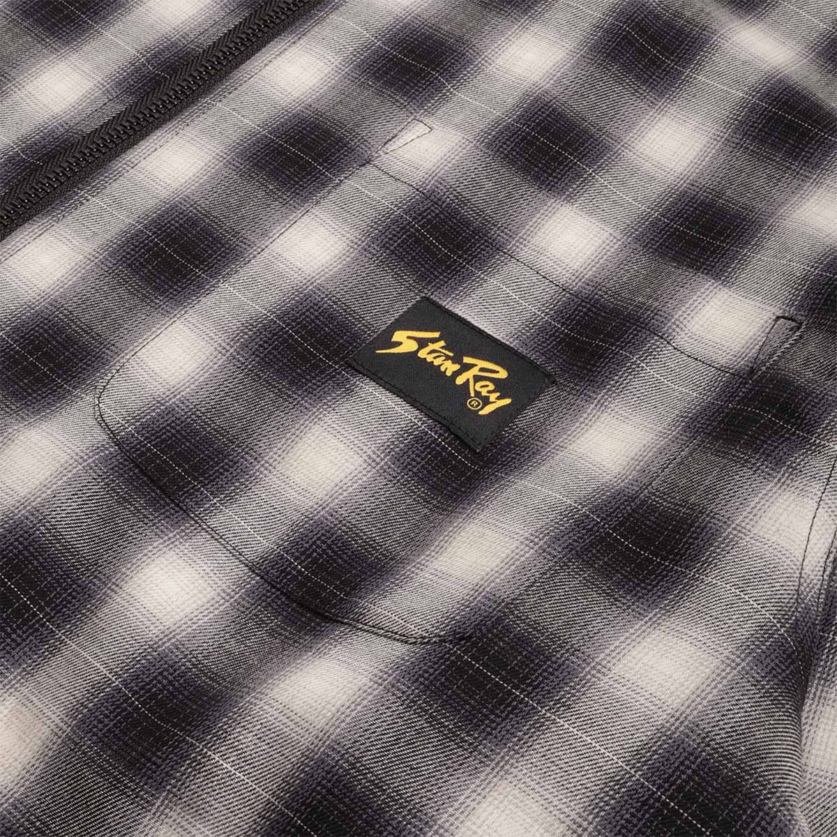 main Stan Ray Zip Shirt, Black Check, Detail Shot 3