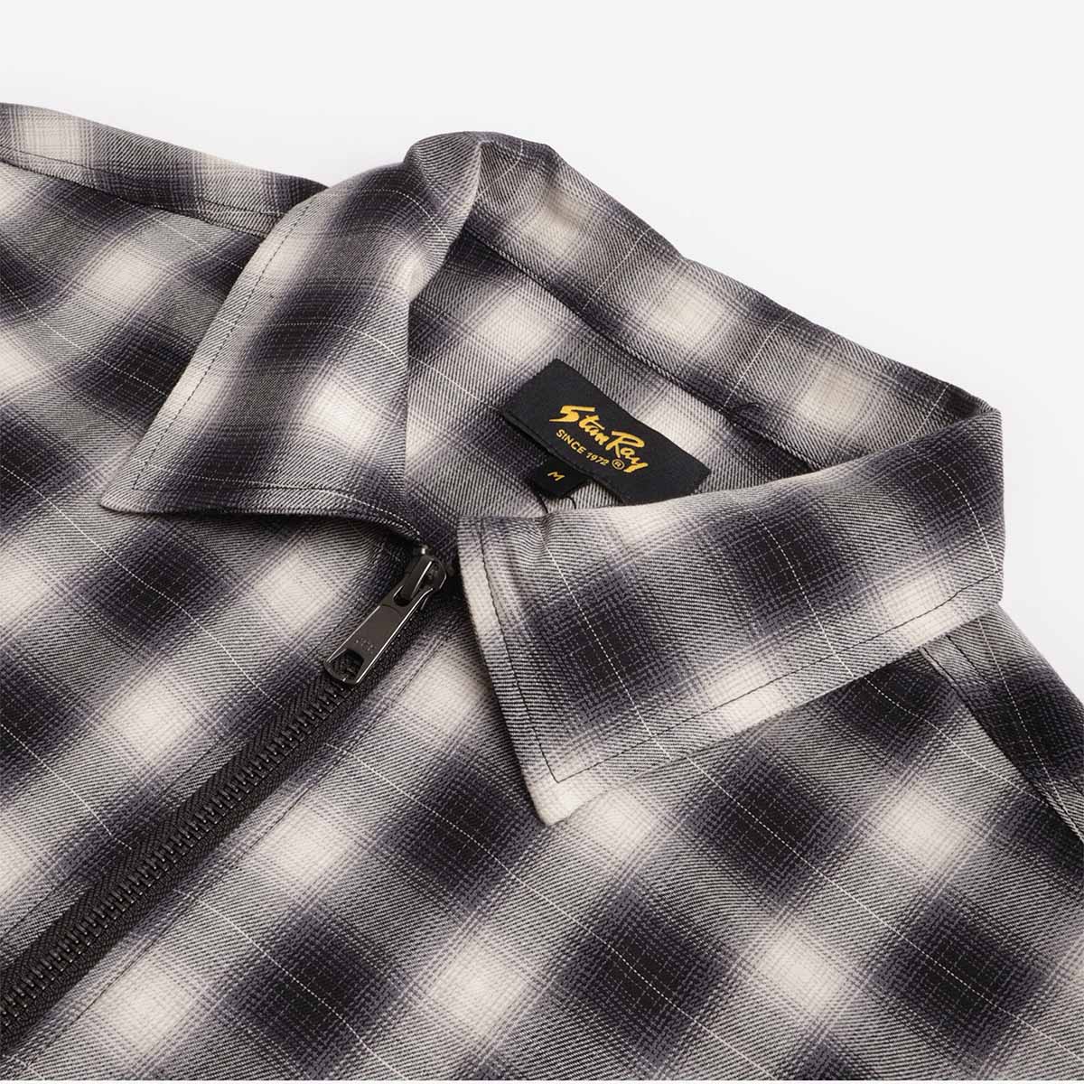 main Stan Ray Zip Shirt, Black Check, Detail Shot 4