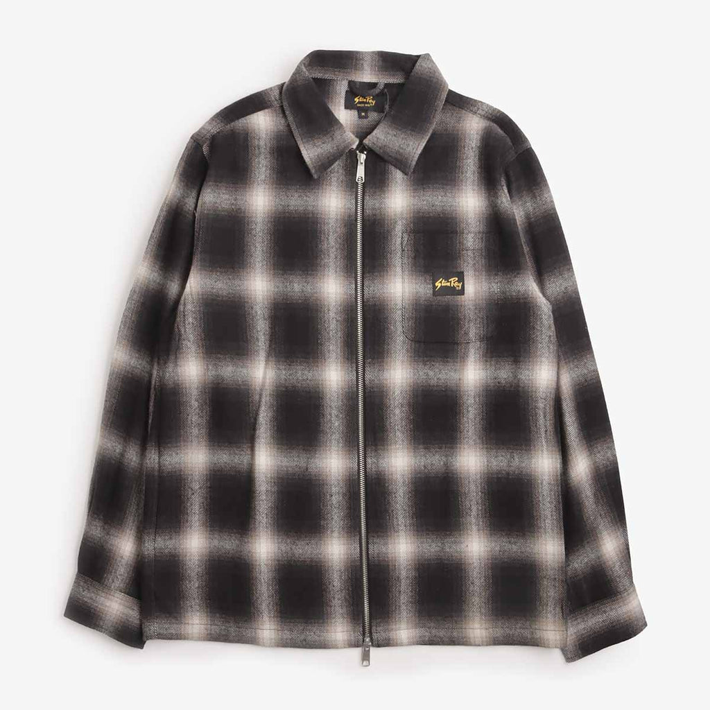Stan Ray Zip Shirt in Black Check, front view