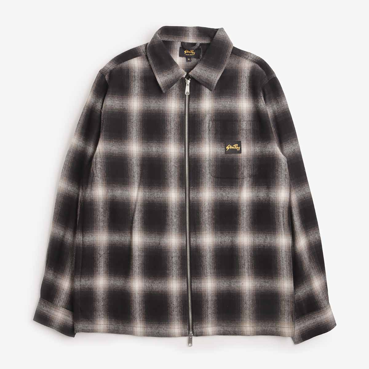 Stan Ray Zip Shirt in Black Check, front view