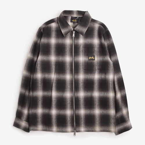 Stan Ray Zip Shirt in Black Check, front view