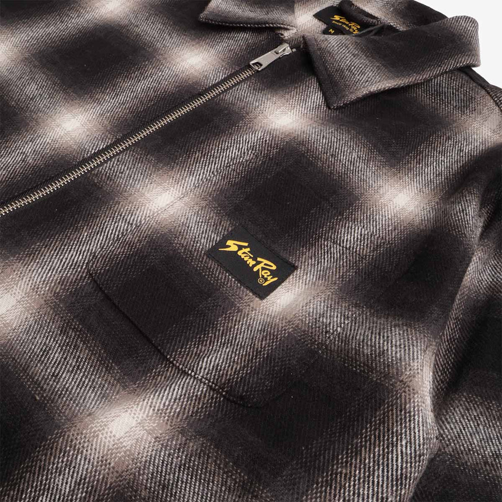 Zip front and chest pocket with Stan Ray label, black check shirt