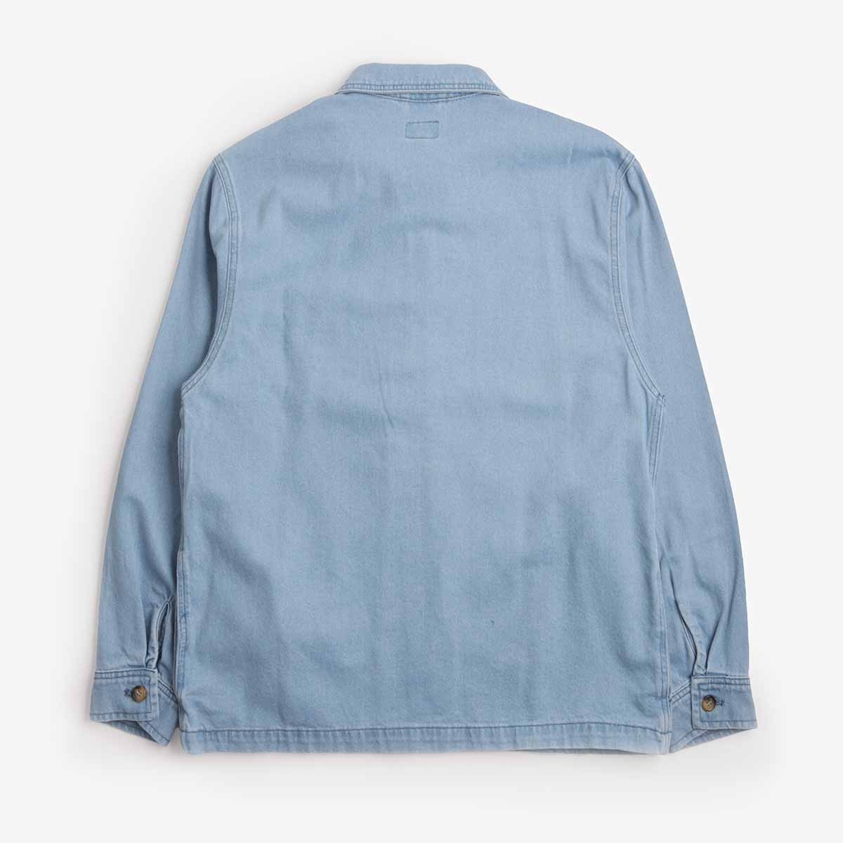 Stan Ray Zip Shirt in Mid Wash Denim, back view