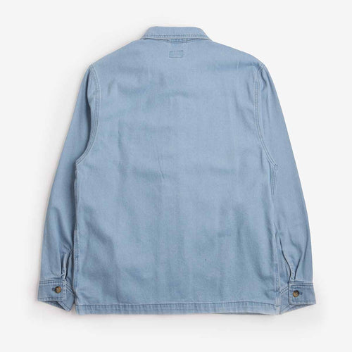Stan Ray Zip Shirt in Mid Wash Denim, back view