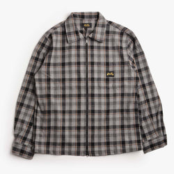 thumbnail Stan Ray Zip Shirt, Charcoal Plaid, Detail Shot 1