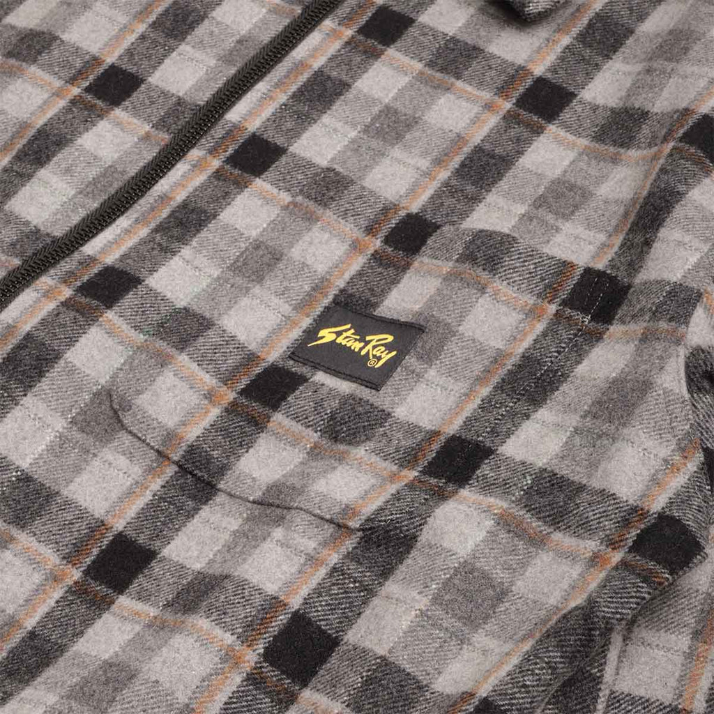 Stan Ray Zip Shirt, Charcoal Plaid, Detail Shot 2