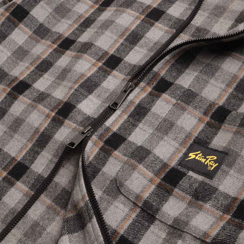 Stan Ray Zip Shirt, Charcoal Plaid, Detail Shot 4