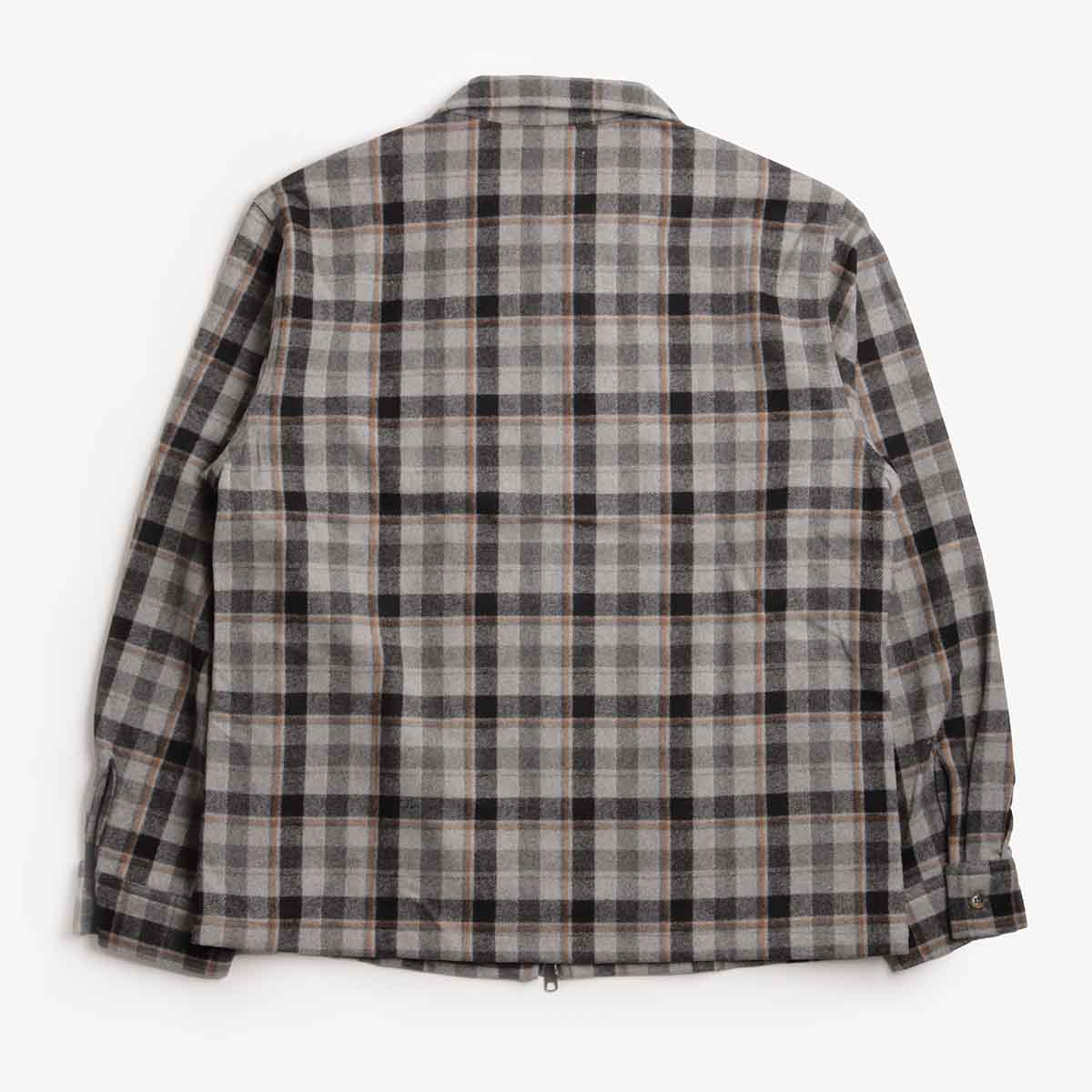 main Stan Ray Zip Shirt, Charcoal Plaid, Detail Shot 5