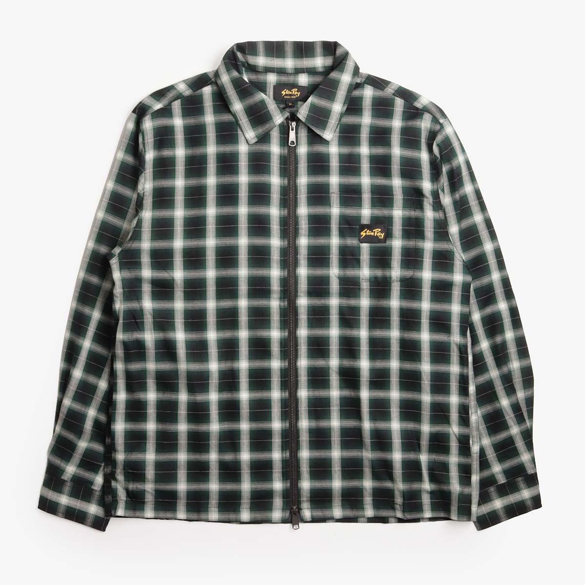 Stan Ray Zip Shirt, Green Check, Detail Shot 1