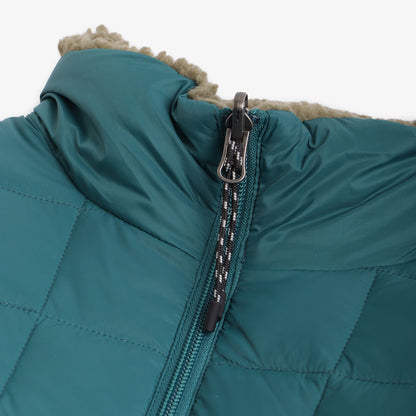 Taion Down x Boa Reversible Fleece Jacket, Dark Blue Green Dark Olive, Detail Shot 5