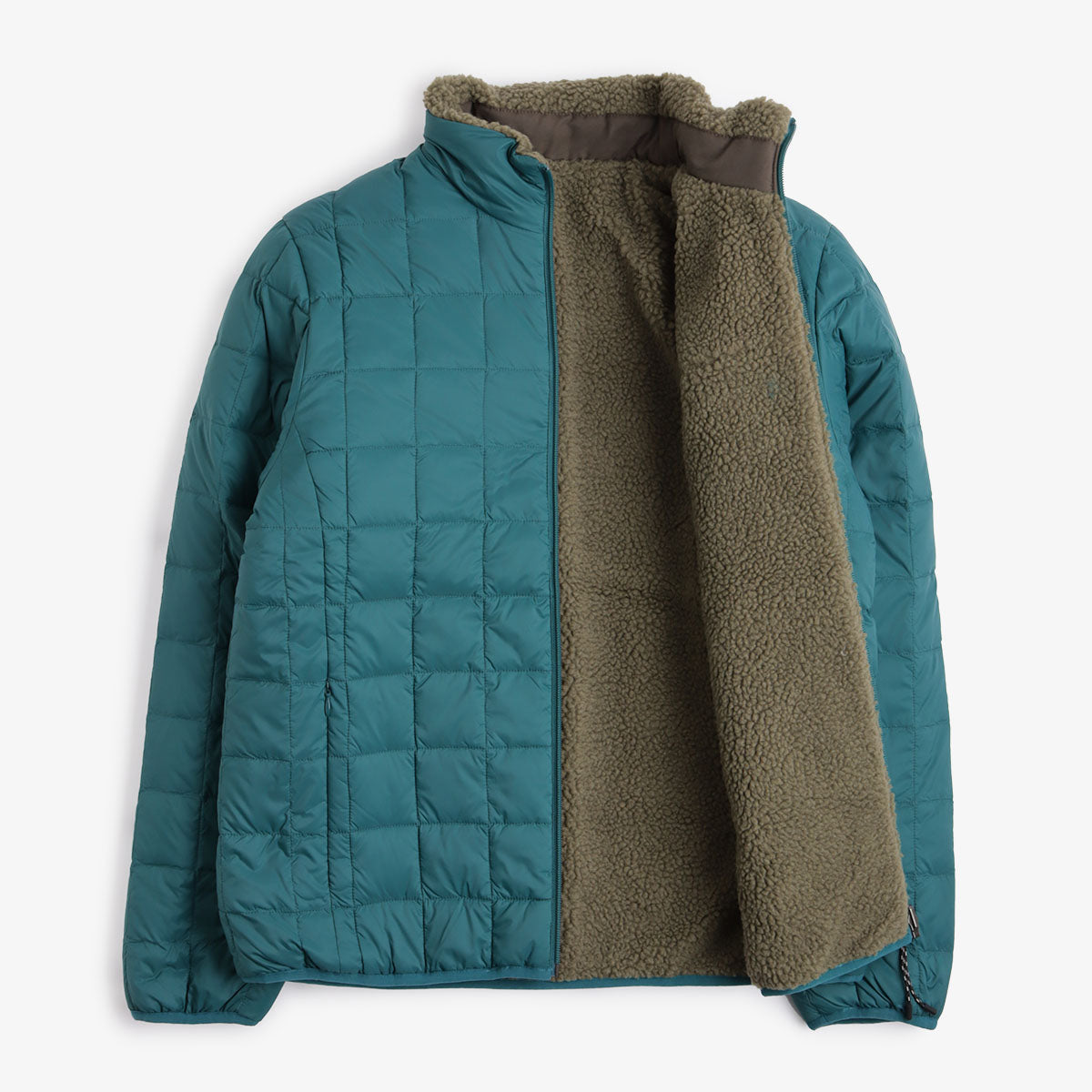 Taion Down x Boa Reversible Fleece Jacket, Dark Blue Green Dark Olive, Detail Shot 3