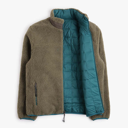 Taion Down x Boa Reversible Fleece Jacket, Dark Blue Green Dark Olive, Detail Shot 9