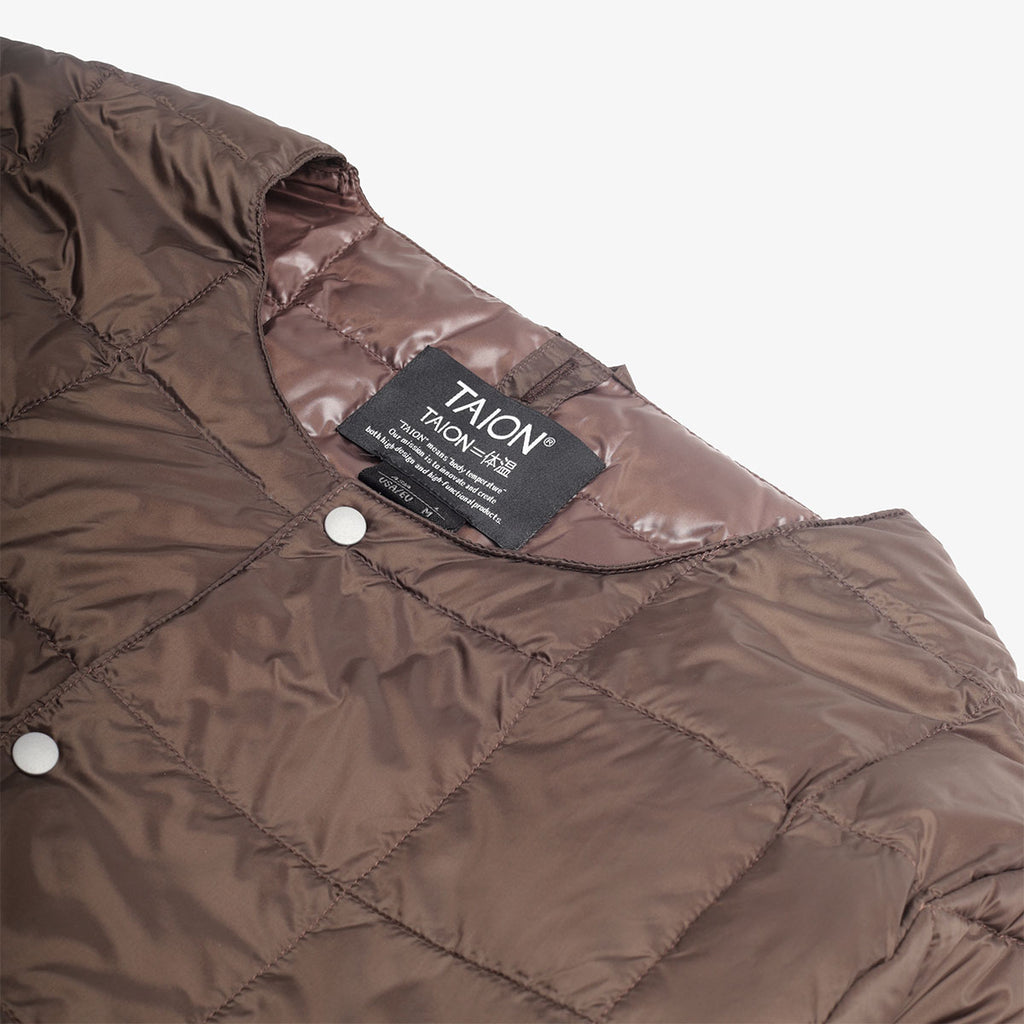 Taion Crew Neck Down Jacket - Dark Chocolate