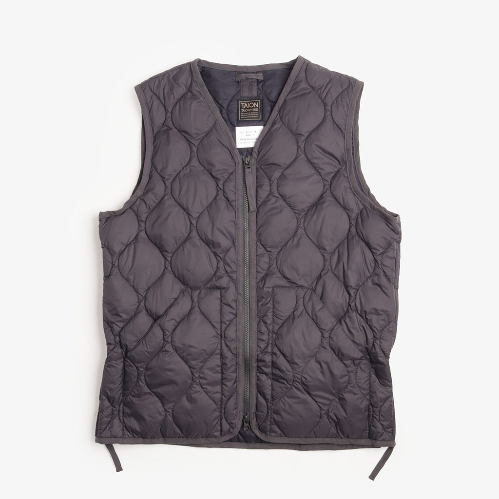 Taion Military V Neck W-Zip Down Vest - Dark Charcoal