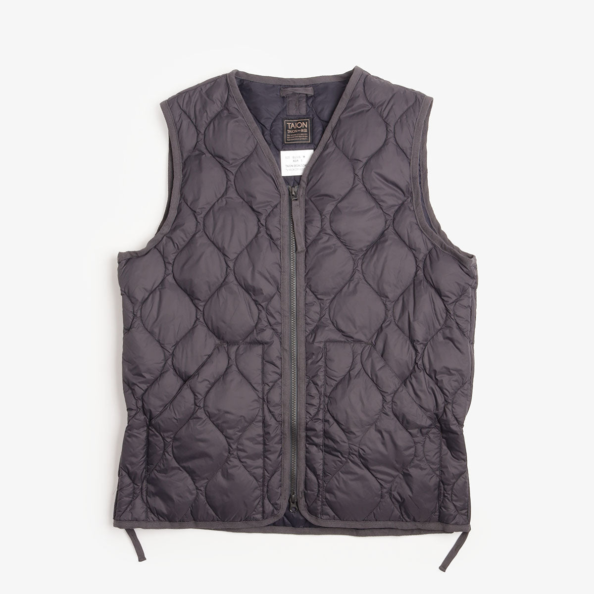 Taion Military V Neck W-Zip Down Vest - Dark Charcoal