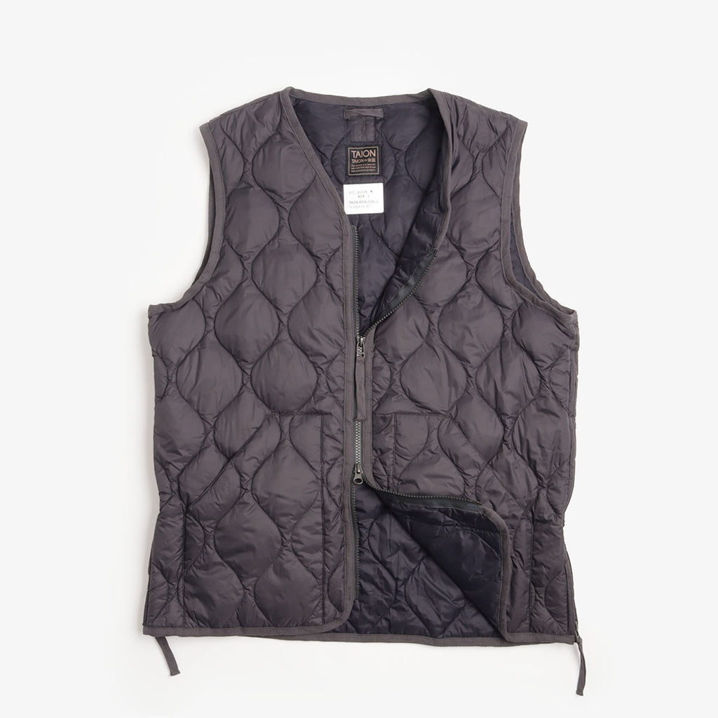 Taion Military V Neck W-Zip Down Vest - Dark Charcoal
