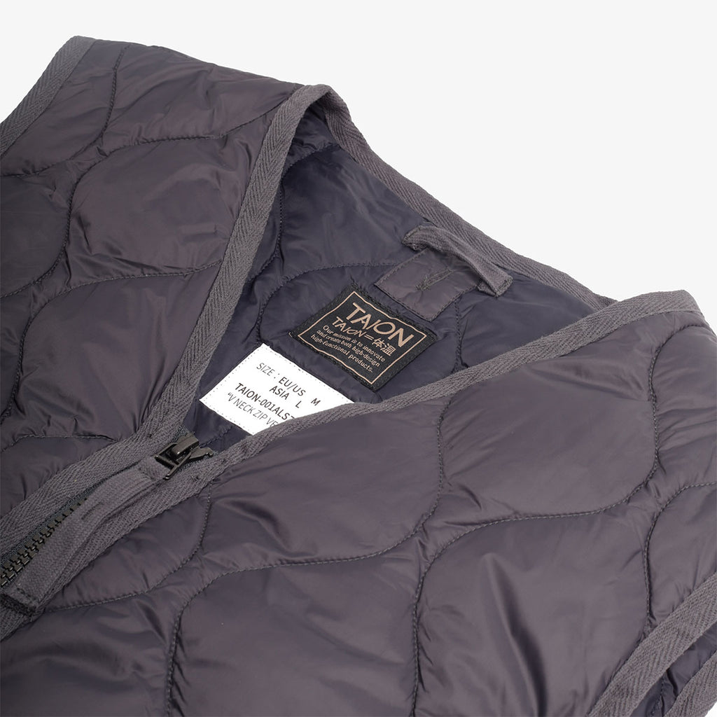 Taion Military V Neck W-Zip Down Vest - Dark Charcoal