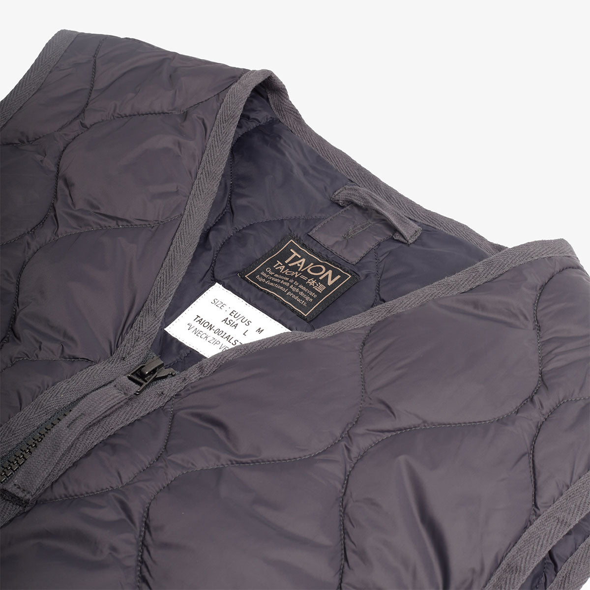 Taion Military V Neck W-Zip Down Vest - Dark Charcoal