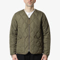 Taion Military W-Zip V Neck Down Jacket, Dark Olive, Detail Shot 1
