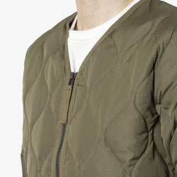thumbnail Taion Military W-Zip V Neck Down Jacket, Dark Olive, Detail Shot 2