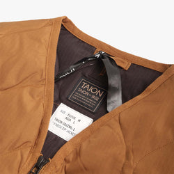 thumbnail Taion Military Zip V Neck Down Jacket, Dark Beige, Detail Shot 2