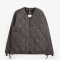 Taion Military Zip V Neck Down Jacket, Charcoal, Detail Shot 1