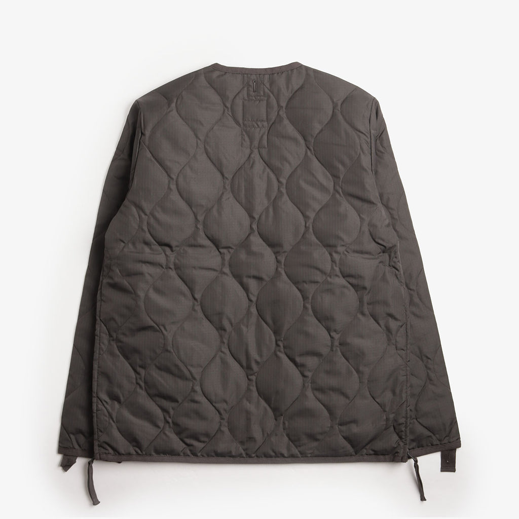 Taion Military Zip V Neck Down Jacket, Charcoal, Detail Shot 2