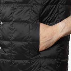 thumbnail Taion Crew Neck Button Down Vest, Black, Detail Shot 3