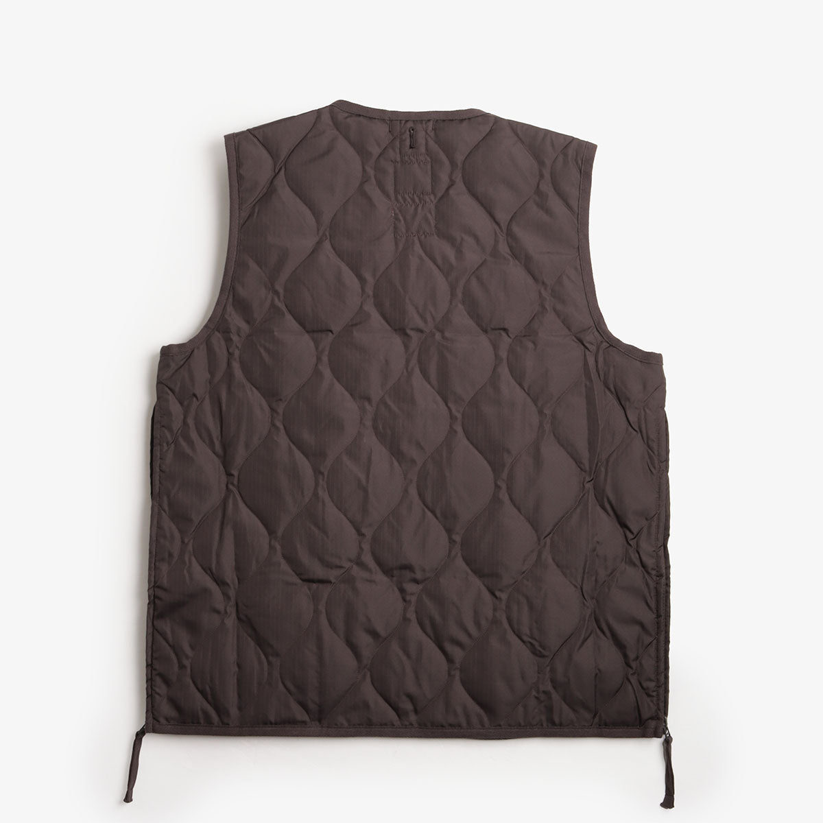 Taion Military Zip V Neck Down Vest, Dark Chocolate, Detail Shot 2