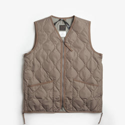 thumbnail Taion Military Zip V Neck Down Vest, Dark Khaki, Detail Shot 1