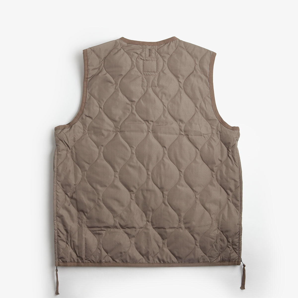Taion Military Zip V Neck Down Vest, Dark Khaki, Detail Shot 2
