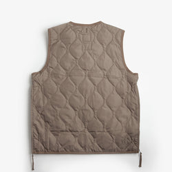 thumbnail Taion Military Zip V Neck Down Vest, Dark Khaki, Detail Shot 2