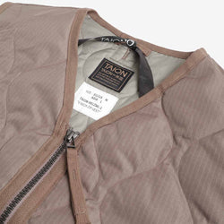 thumbnail Taion Military Zip V Neck Down Vest, Dark Khaki, Detail Shot 4