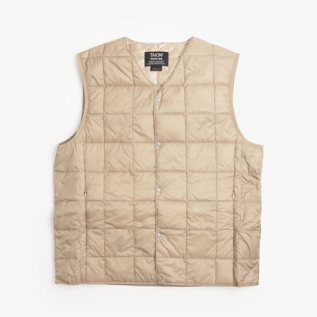 Taion V-Neck Down Vest - Beige