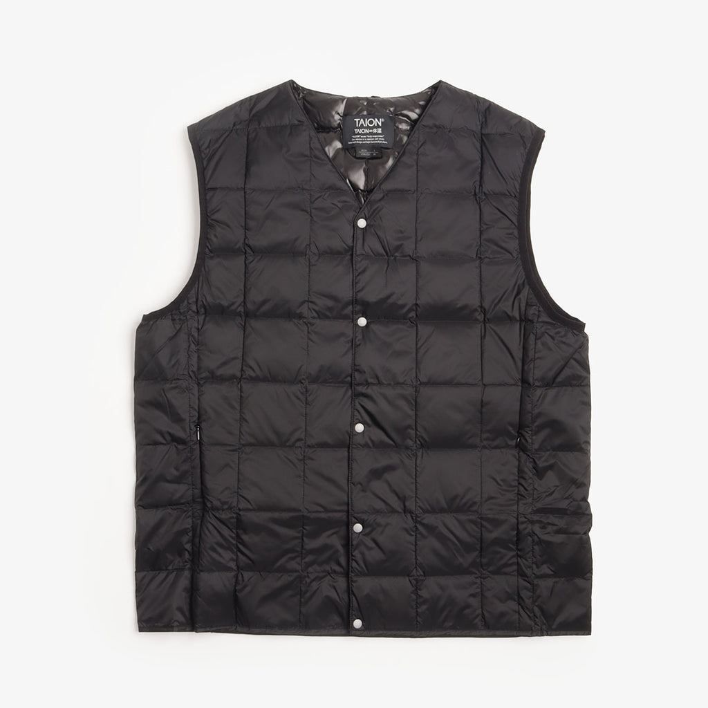 Taion V-Neck Down Vest - Black
